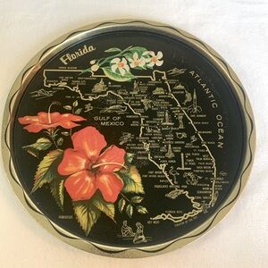 MCM Vintage Florida state hibiscus metal tray